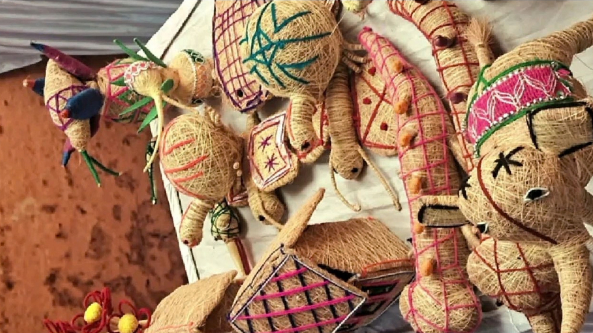 Handmade jute and cloth toys crafted by village artisans