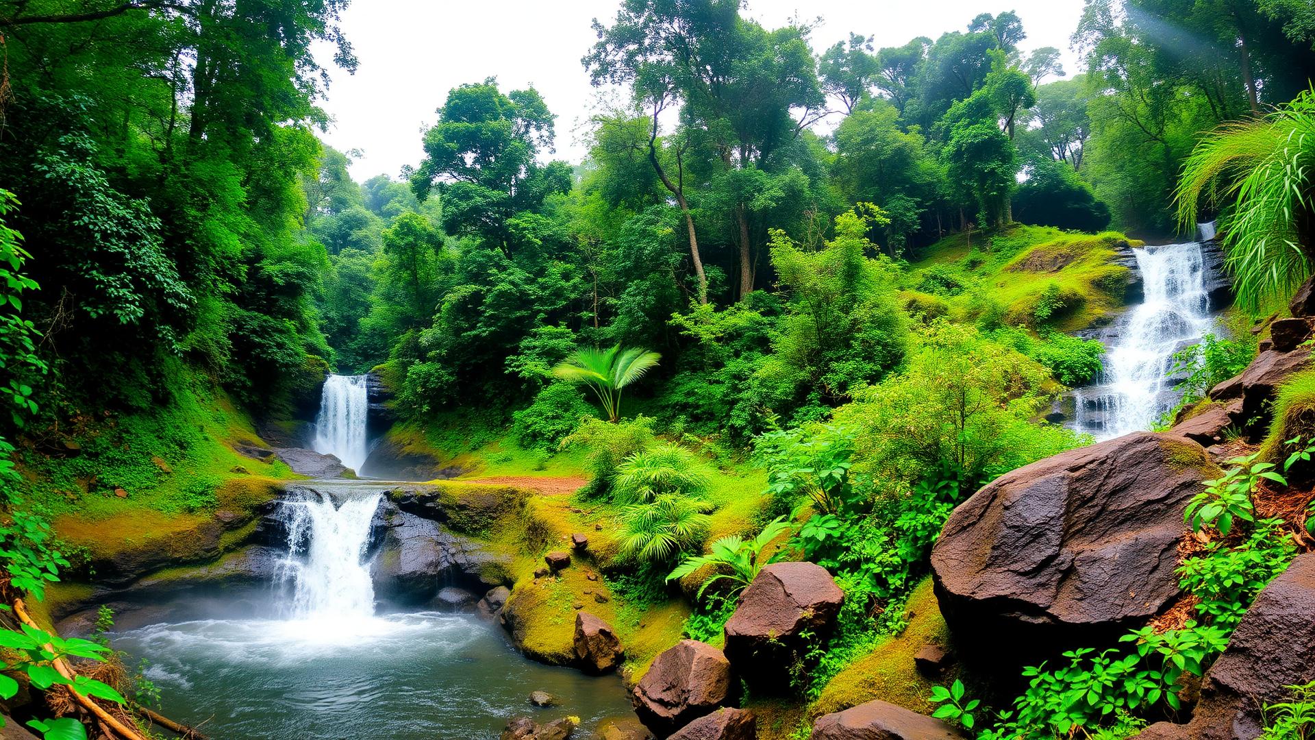 Waterfall in the lush Sahyadri forests of Konkan